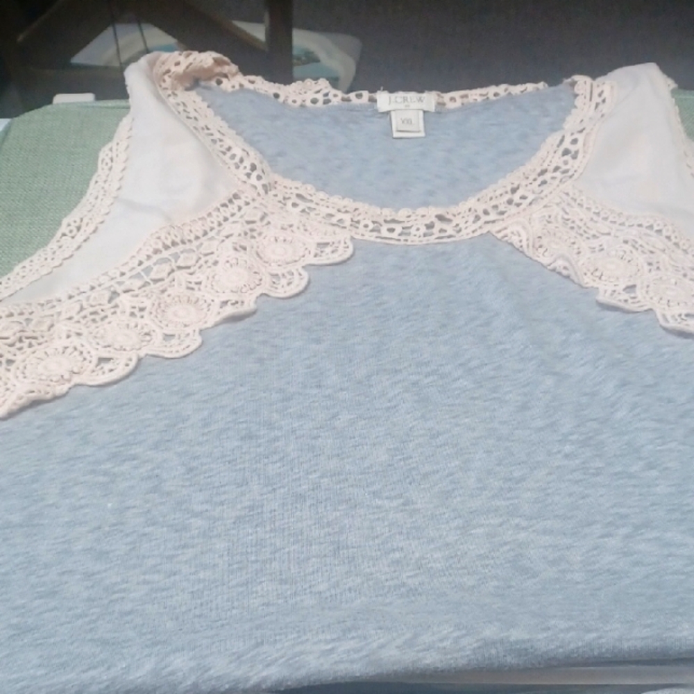 J.Crew Lacy Gray and Cream Women's Top